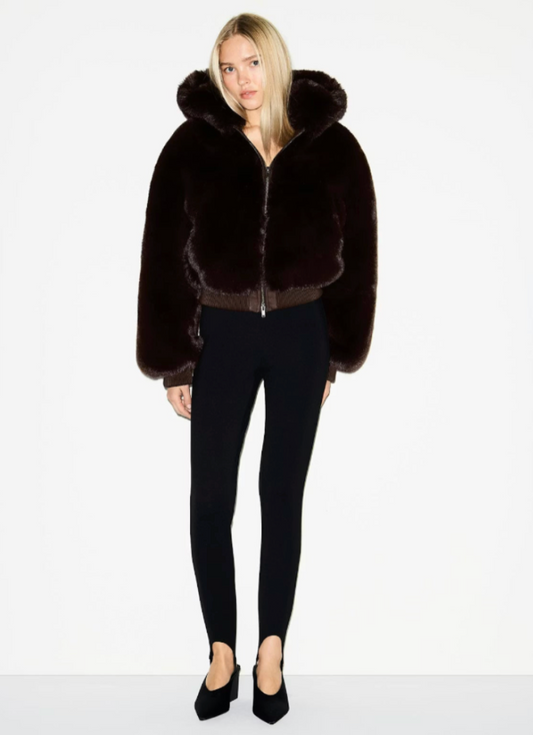 Dark Chocolate Fur Zip Jacket